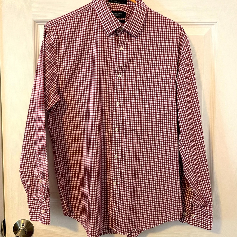 Nordstrom red and white dress shirt